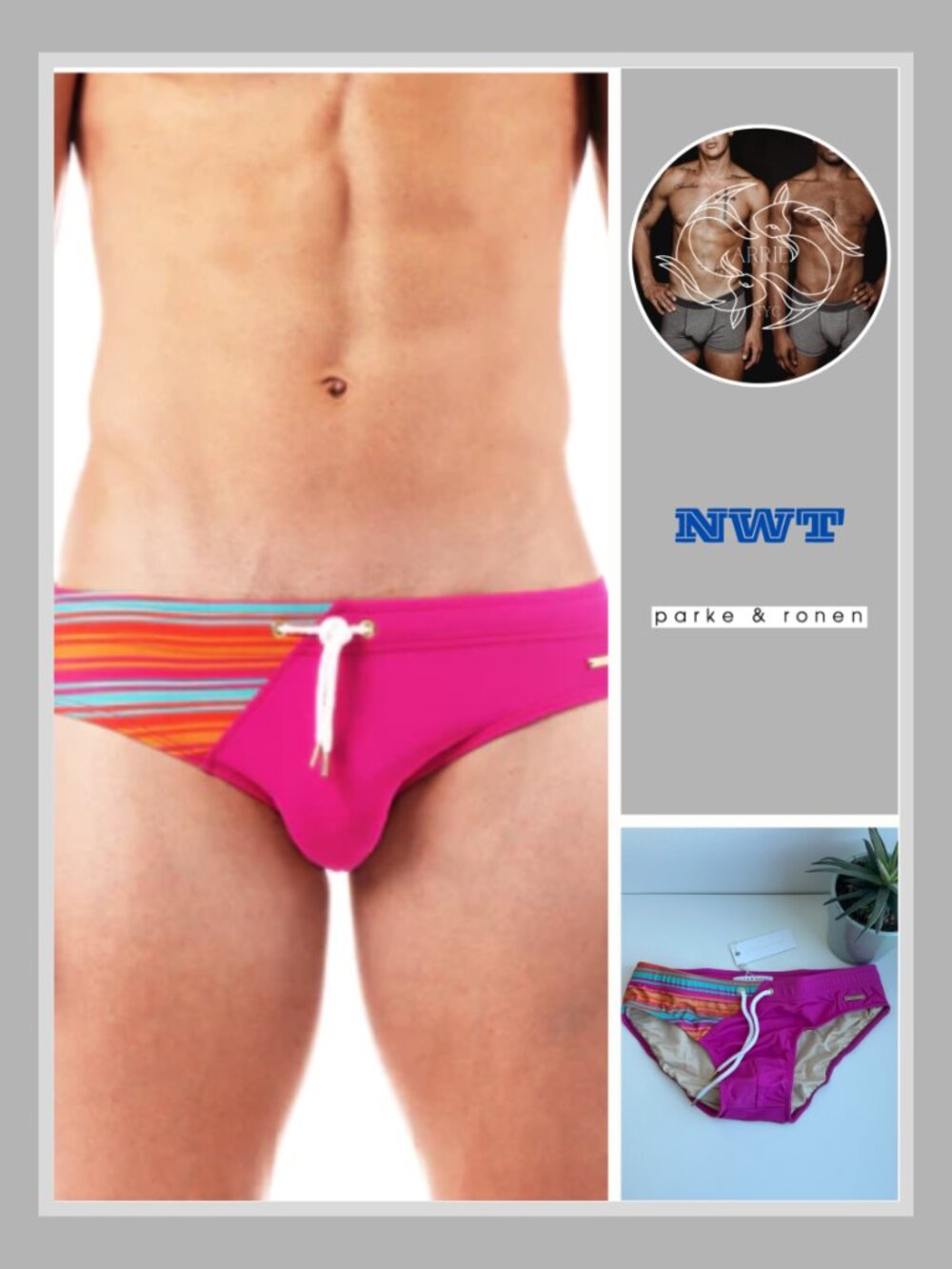 Parke & Ronen - Print Meridian Brief - Olympian Fuchsia Combo (M)